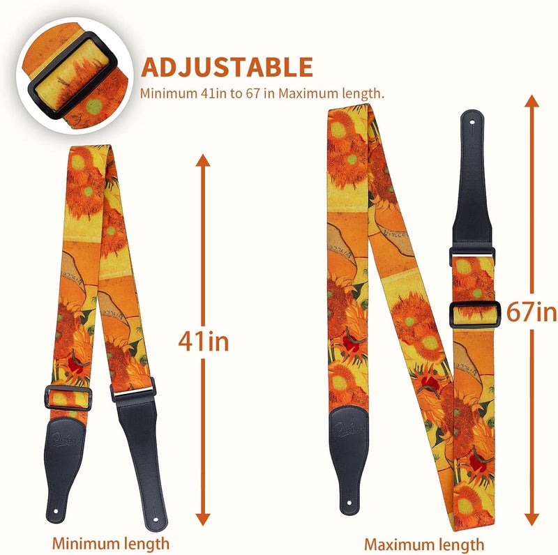 BestSounds Guitar Strap, Bass Guitar Strap, Electric and Acoustic Guitar Straps (Van Gogh Sunflower) - Image 4